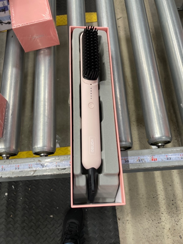 Photo 2 of Portable Hair Straightener Brush?Ionic Hair Straightener Brush with Ion Technology, Fast Heating, Anti-Scald, Hair Straightening Brush Comb for Women?Professional Salon at Home?Pink