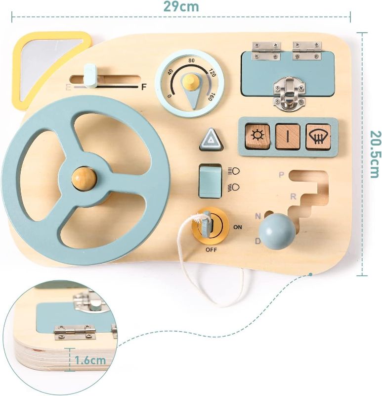 Photo 1 of 
TEUVO Montessori Toy Steering Wheel Wooden Busy Board Wooden Sensory Toys for Toddlers, Dashboard Board 3 Preschool Learning Activities for Fine Motor...