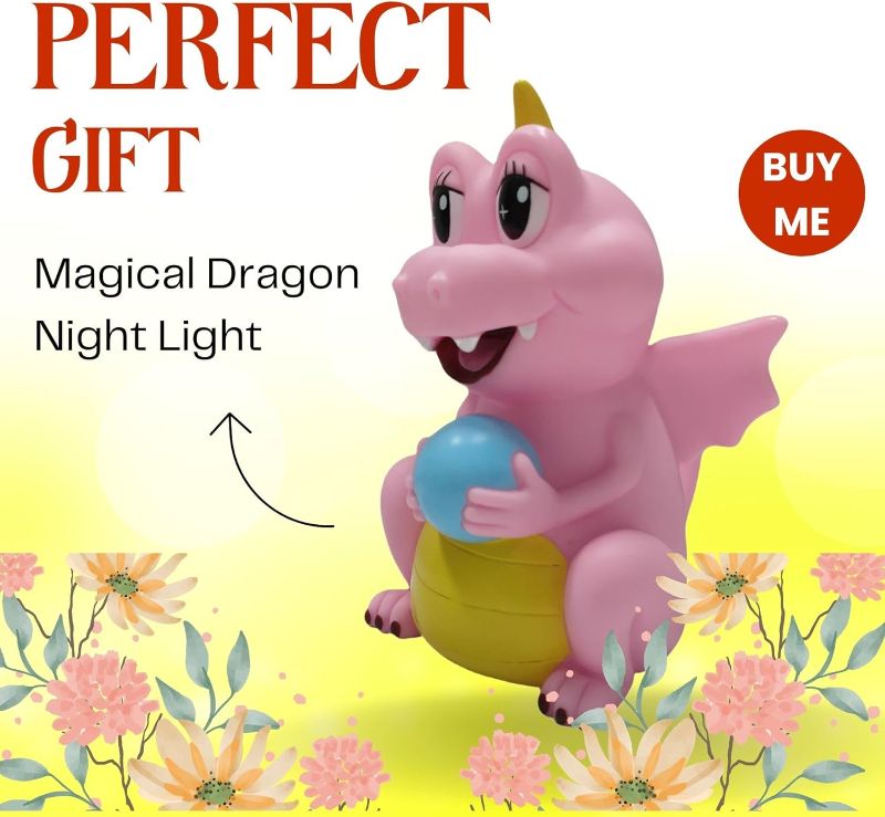 Photo 1 of Baby Dragon Nightlight: 7 Colors, Touch or Remote Control, Durable Nursery Light for Baby and Toddler - Perfect Animal Night Light for Girls and Boys.