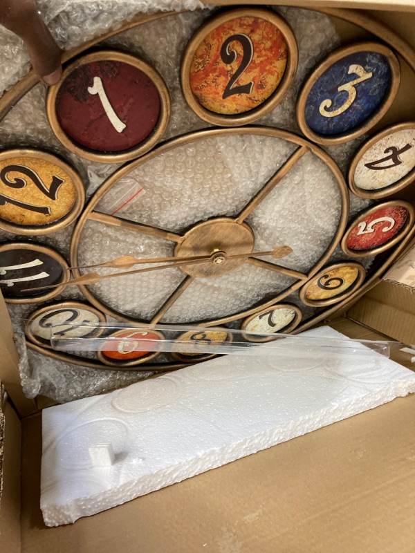 Photo 1 of 24” Metal Number Large Wall Clock, Mute Creative Vintage Silent Wall Art Clock Industrial Gear Clock, Indoor Silent Non Ticking Large Round Decorative Clock for Living Room, Kitchen, Home, Loft