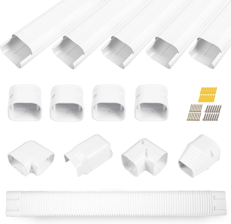 Photo 1 of 10Ft Mini Split Line Set Cover 3" PVC Line Cover Kit for Mini Split and Central Air Conditioner & Heat Pump(White)
