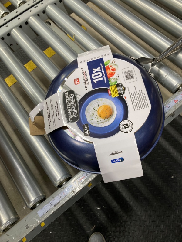 Photo 1 of ***(SMALL DENT ON PAN)***
Granitestone Blue 12 Inch Non Stick Frying Pans Nonstick Skillet with Mineral and Diamond Triple Coated Surface, Nonstick Frying Pan, Nonstick Pan, Oven/Dishwasher Safe Non Stick Pan, 100% Non Toxic 12" Fry Pan