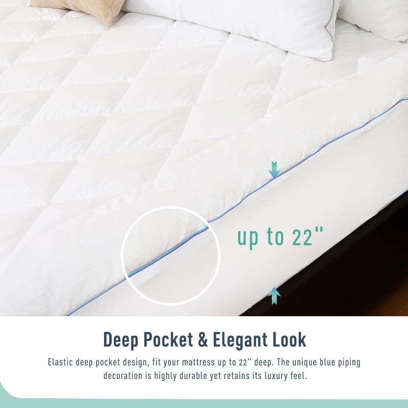 Photo 1 of  Mattress Pad Cotton Mattress Pad Cover for College Dorm Quilted Mattress Cover 18-22" Deep Pocket Mattress Protector Twin Size White Down Alternative Filling Noiseless & Breathable