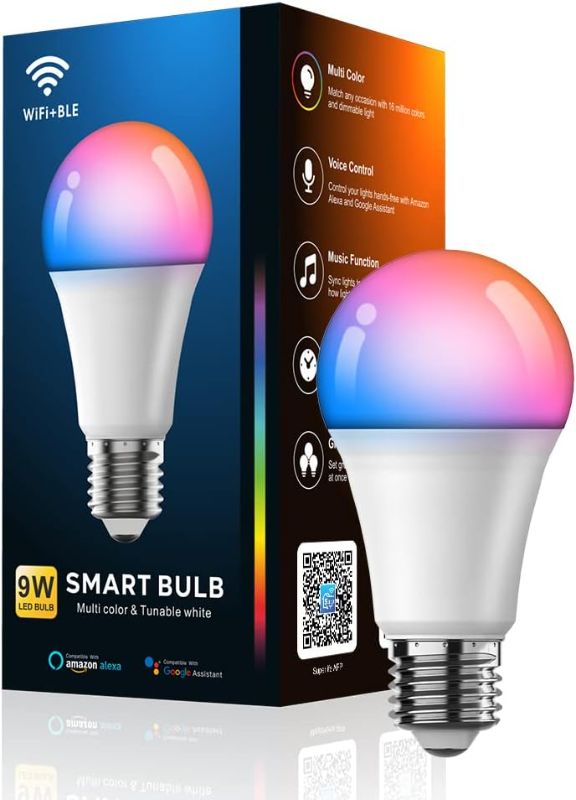 Photo 1 of ***2 pack**
MagicLight Smart Light Bulb, A19/E26 Color Changing Light Bulb 60W Equivalent, 50+ DIY Scenes, Music Sync, Schedules, Tunable White Dimmable LED Bulb Compatible with Alexa Google Assistant, 1 Pack