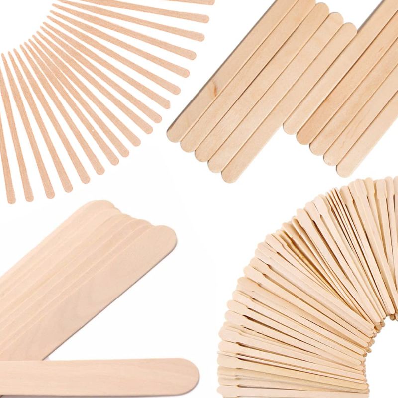 Photo 1 of 4 Style 300 Pcs Assorted Wooden Wax Sticks for Body Legs Face and Small Medium Large Sizes Eyebrow Waxing Applicator Spatulas for Hair Removal or Wood Craft Sticks
