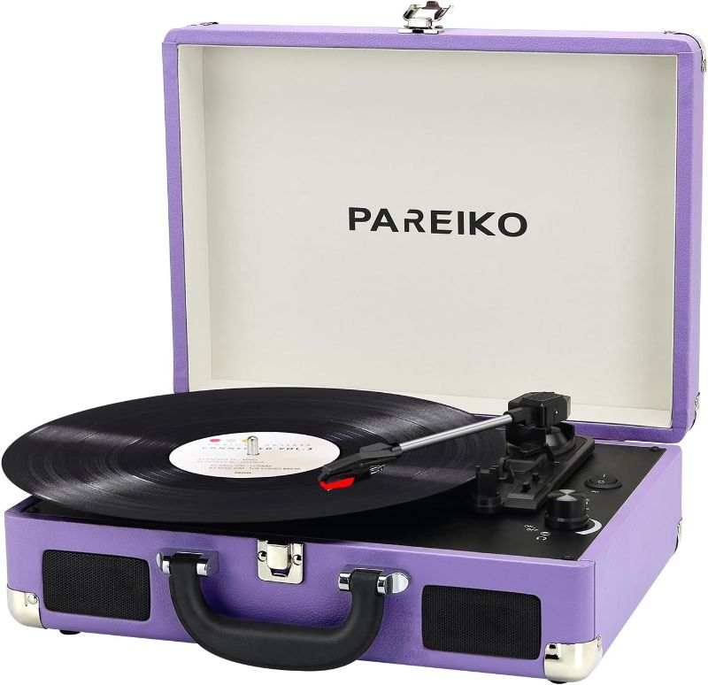 Photo 1 of Vinyl Record Player Bluetooth 3-Speed Turntable Vintage Record Player with Built-in Stereo Speakers Portable Phonograph Tocadisco Lp Player Supports 3.5mm Headphone AUX Input RCA Line Output, Purple