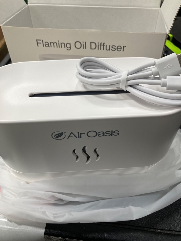 Photo 2 of Oil Flame Dual Humidifier & Diffuser | 180ML Ultrasonic Humidification | Whisper Quiet Operation with Auto Shut-Off | Faux Flame Aromatherapy Design | 1 Year Warranty | White