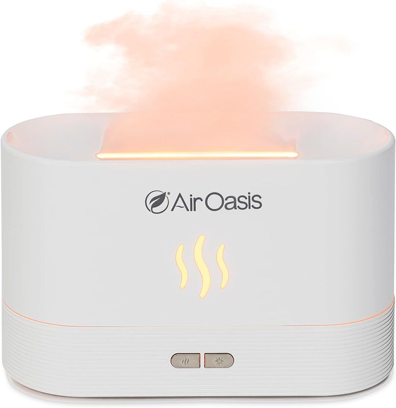 Photo 1 of Oil Flame Dual Humidifier & Diffuser | 180ML Ultrasonic Humidification | Whisper Quiet Operation with Auto Shut-Off | Faux Flame Aromatherapy Design | 1 Year Warranty | White