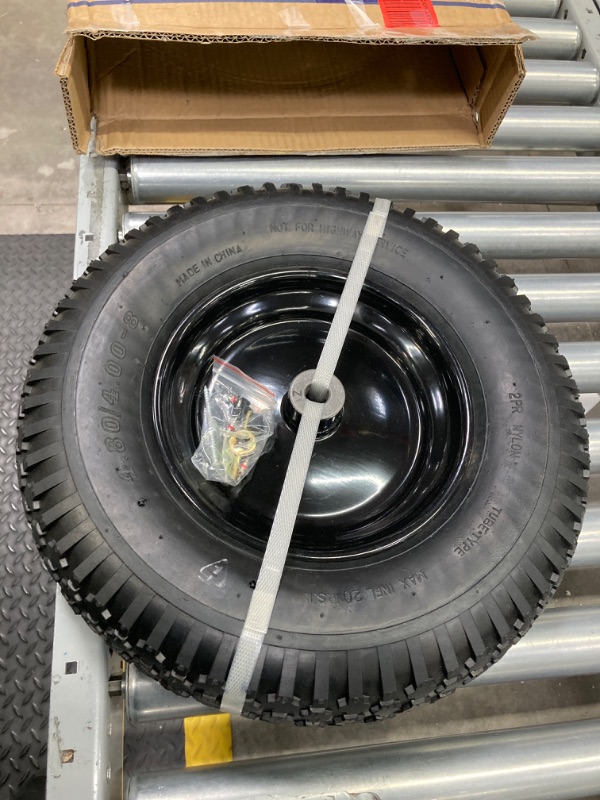 Photo 2 of 4.80/4.00-8" Pnuematic Tire and Wheel Assy,2PR (Air Filled)- 5/8"or 3/4" Powdered Metal bushings and 3"or 6"Center Hub, for Wheelbarrows,Garden and Utility Carts,Trolleys,Wagon and More