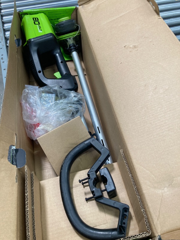 Photo 2 of ***(USED)***
Greenworks PRO 16-Inch 80V Cordless String Trimmer, Battery Not Included ST80L00, Multicolor & 0.080" 80V Front Mount String Trimmer Replacement Spool & 0.080" 160-Foot String Trimmer Line 16" Brushless Trimmer (Tool Only) String Trimmer 