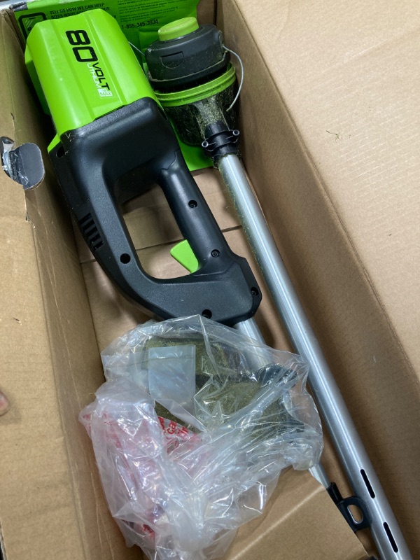 Photo 3 of ***(USED)***
Greenworks PRO 16-Inch 80V Cordless String Trimmer, Battery Not Included ST80L00, Multicolor & 0.080" 80V Front Mount String Trimmer Replacement Spool & 0.080" 160-Foot String Trimmer Line 16" Brushless Trimmer (Tool Only) String Trimmer 