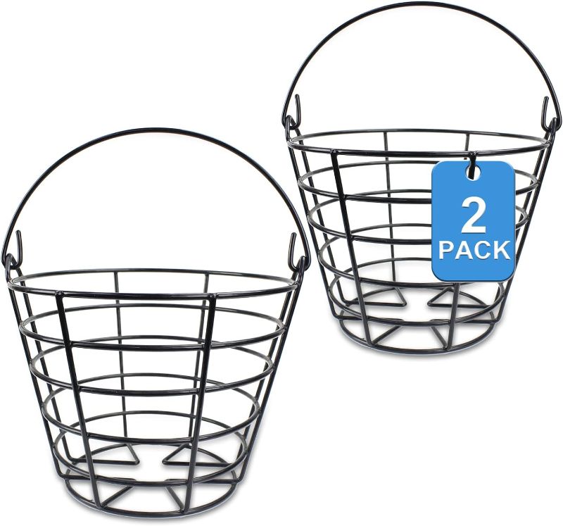 Photo 1 of Crestgolf 2PCS Stainless Metal Golf Basket Golf Ball Container Ball Bucket 2 pack