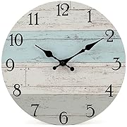 Photo 1 of 
Roll over image to zoom in








Silent Non-Ticking Wooden Decorative Round Wall Clock Quality Quartz Battery Operated Wall Clocks Vintage Rustic Country Tuscan Style Wooden Home Decor Round Wall Clock (12Inch, Coastal Worn Blue )