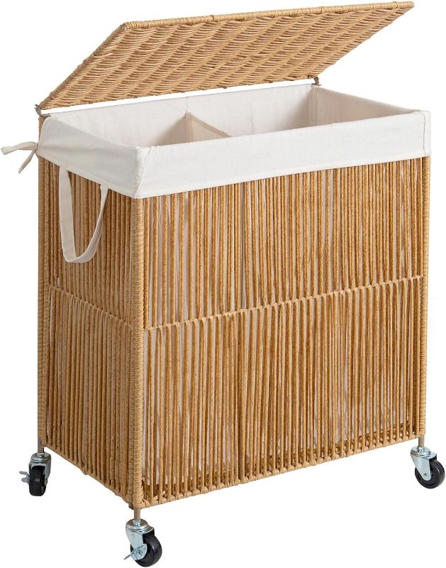 Photo 1 of 
WOWLIVE Laundry Hamper with Wheels, Handwoven Rolling Laundry Basket with Lid, Clothes Hamper with Divided Removable Liner Bag, 115L Large Capacity Laundry...