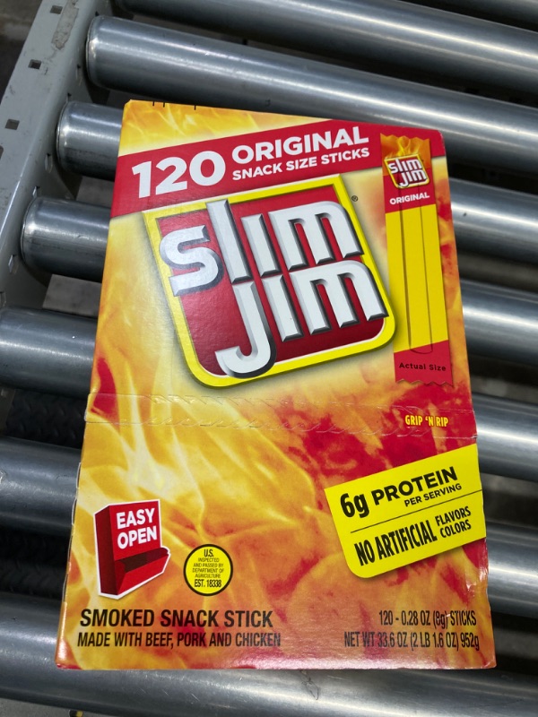 Slim Jim Snack Sticks, Original - 120 count, 0.28 oz box for sale ...