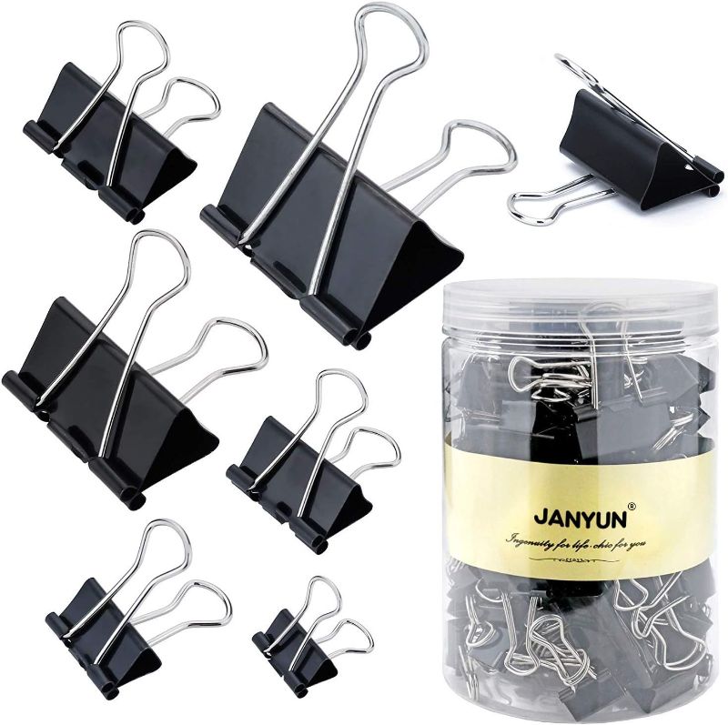 Photo 1 of 350 Pack Paper Clips and Binder Clips Set by Luxurecourt - Binders & Paperclips Assorted Sizes in Container with Compartments, Silver Paper Clips & Black Binder clips for Home, School, Office Supplies