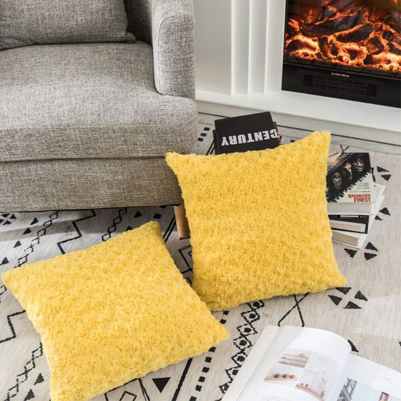 Photo 1 of LANANAS Decorative Square Throw Pillow Covers - Set Super Soft Luxury Faux Fur Pillow Case Cover for Sofa Living Room 18 x 18 Inch Pack of 2 (12"x 20", Pack of 2, Light Grey) 12"x 20", Pack of 2 Light Grey