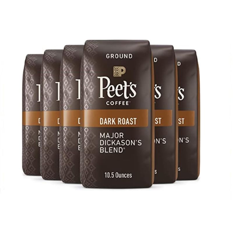 Photo 1 of ***EXP. 06/11/2024*** Peet's Major Dickason's Blend Ground Dark Roast Coffee, 10.5 oz Bag Major Dickason's Blend 10.5 Ounce (Pack of 6)