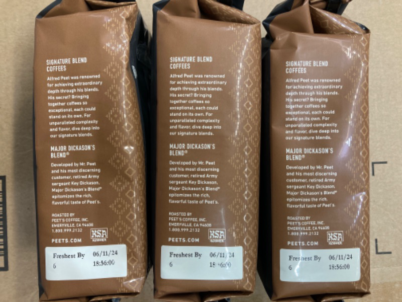 Photo 2 of ***EXP. 06/11/2024*** Peet's Major Dickason's Blend Ground Dark Roast Coffee, 10.5 oz Bag Major Dickason's Blend 10.5 Ounce (Pack of 6)