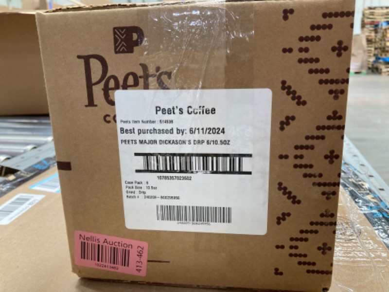 Photo 3 of ***EXP 06/11/2024*** Peet's Coffee, Dark Roast Ground Coffee - Major Dickason's Blend 63 Ounces 10.5 Ounce (Pack of 6)