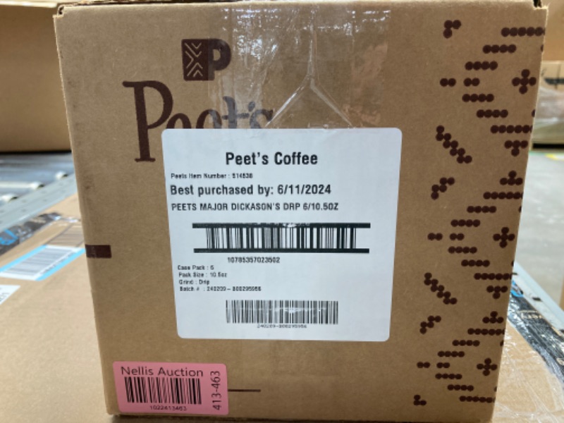 Photo 3 of ***EXP 06/11/2024*** Peet's Coffee, Dark Roast Ground Coffee - Major Dickason's Blend 63 Ounces 10.5 Ounce (Pack of 6)