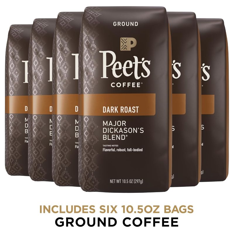 Photo 1 of ***EXP 06/11/2024*** Peet's Coffee, Dark Roast Ground Coffee - Major Dickason's Blend 63 Ounces 10.5 Ounce (Pack of 6)