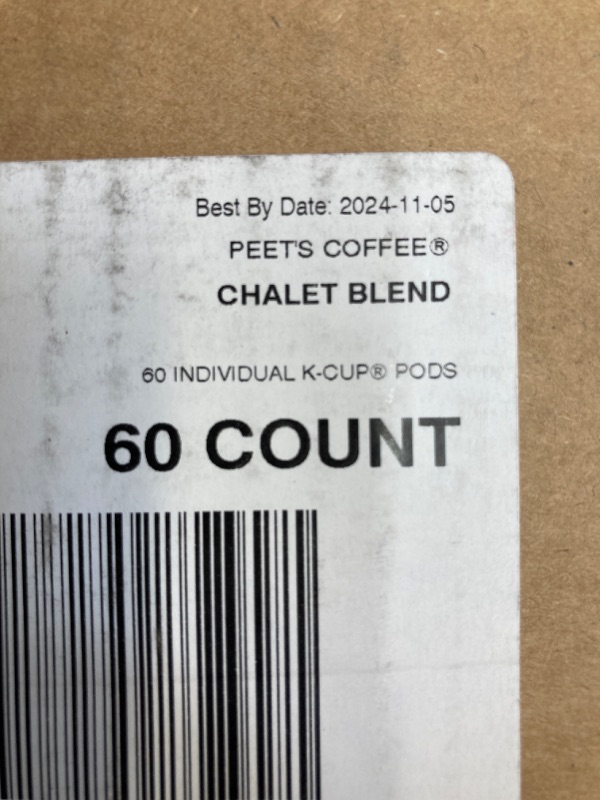 Photo 3 of ***EXP 11/05/2024*** Peet's Coffee, Dark Roast K-Cup Pods for Keurig Brewers - Chalet Blend 60 Count (1 Box of 60 K-Cup Pods) Chalet Blend 60 Count (Pack of 1)