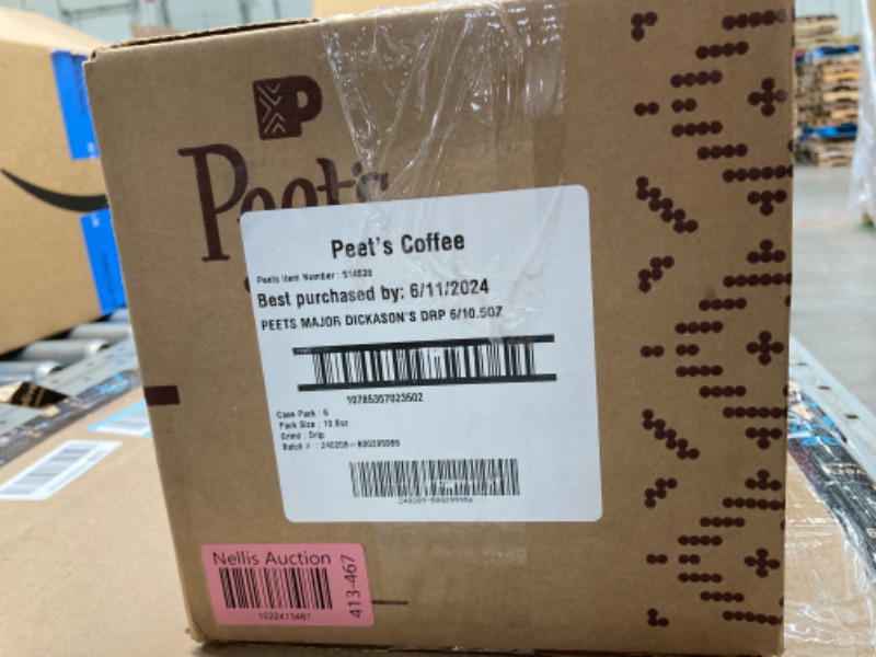 Photo 3 of ***EXP 06/11/2024*** Peet's Coffee, Dark Roast Ground Coffee - Major Dickason's Blend 63 Ounces 10.5 Ounce (Pack of 6)