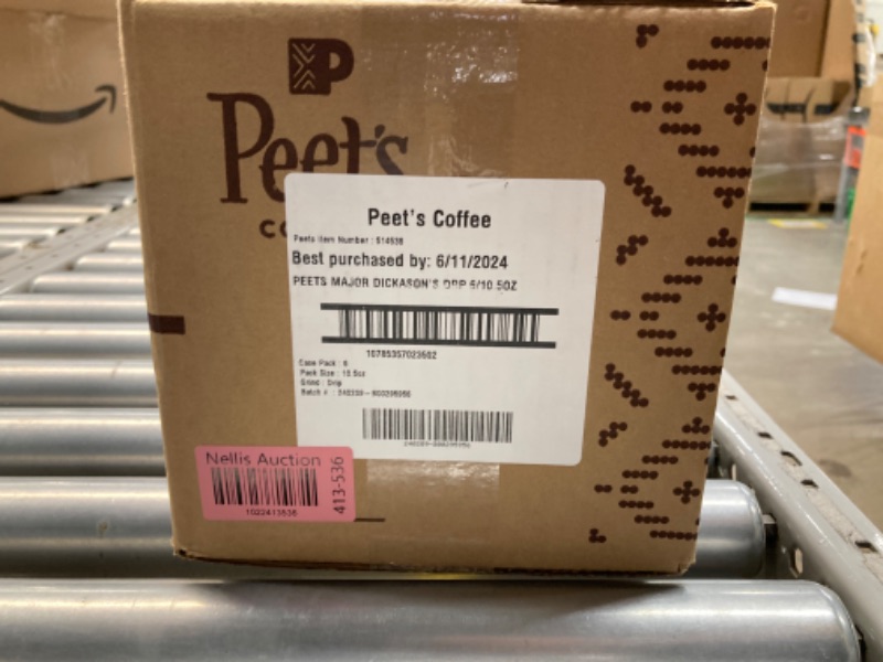 Photo 3 of ***EXP 06/11/2024*** Peet's Coffee, Dark Roast Ground Coffee - Major Dickason's Blend 63 Ounces 10.5 Ounce (Pack of 6) Major Dickason's 10.5 Ounce (Pack of 6)