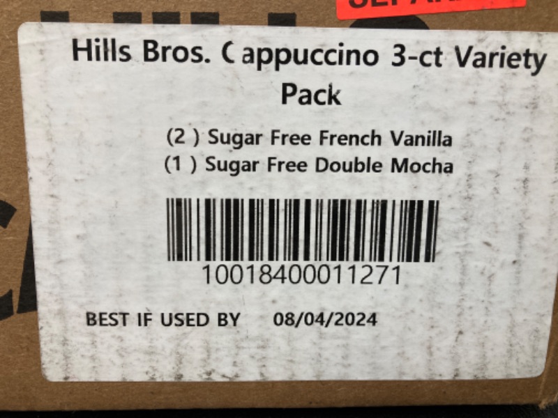 Photo 2 of ***EXP 08/04/2024*** Hills Bros Instant Cappuccino Mix Sugar-Free Variety Pack with (2) Sugar-Free French Vanilla and (1) Sugar-Free Double Mocha Instant Coffee Beverage Mix - 12 Ounce (Pack of 3)