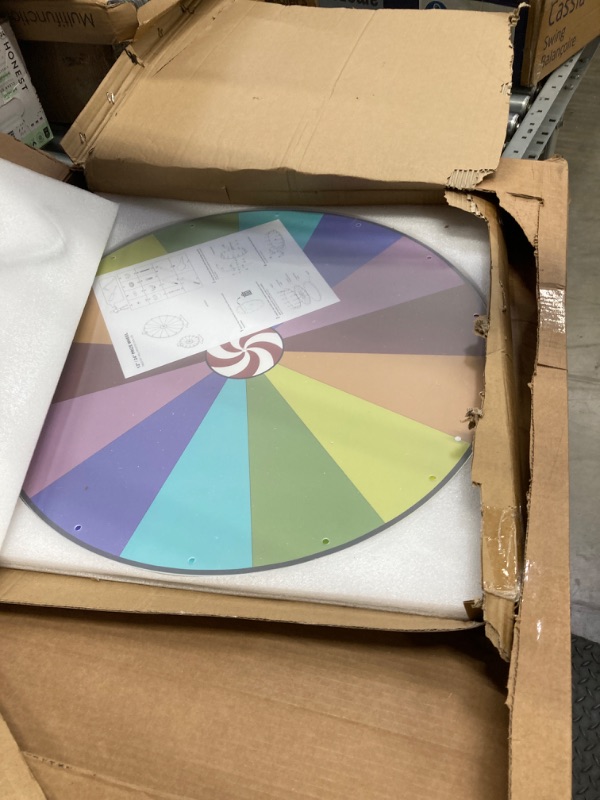 Photo 2 of 5 in 1 Color Prize Wheel - 24 Inch Wall Mounted or Tabletop Roulette Spinning Wheel, Heavy Duty Metal Base with Dry Erase Marker and Eraser for Trade Show, Carnival, Win Fortune Spin Games