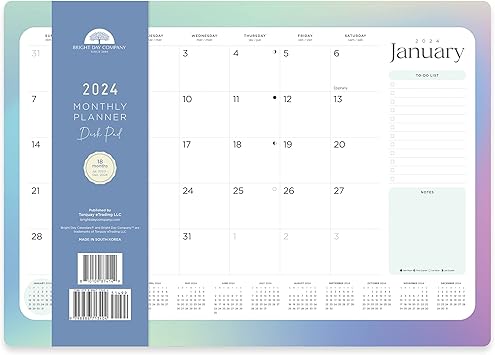 Photo 1 of 2023-2024 Purple Blush Desk Pad Office Calendar by Bright Day, 18 Month 8 x 10 Inch