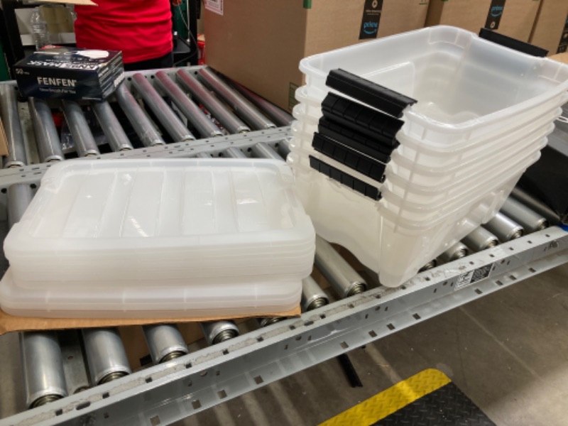 Photo 1 of 
IRIS USA, Inc. TB-42 12 Quart Stack & Pull Box, Clear, 6 Stack and Pull TB-28 32 Quart Stack & Pull Box, Multi-Purpose Storage Bin, 6 Pack, Pearl