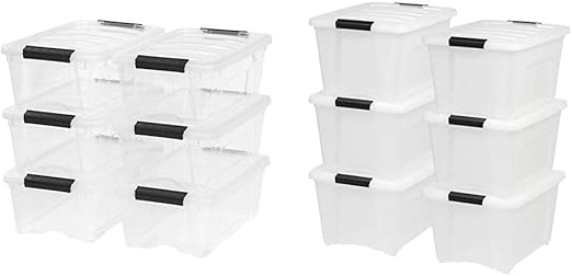 Photo 1 of 
IRIS USA, Inc. TB-42 12 Quart Stack & Pull Box, Clear, 6 Stack and Pull TB-28 32 Quart Stack & Pull Box, Multi-Purpose Storage Bin, 6 Pack, Pearl