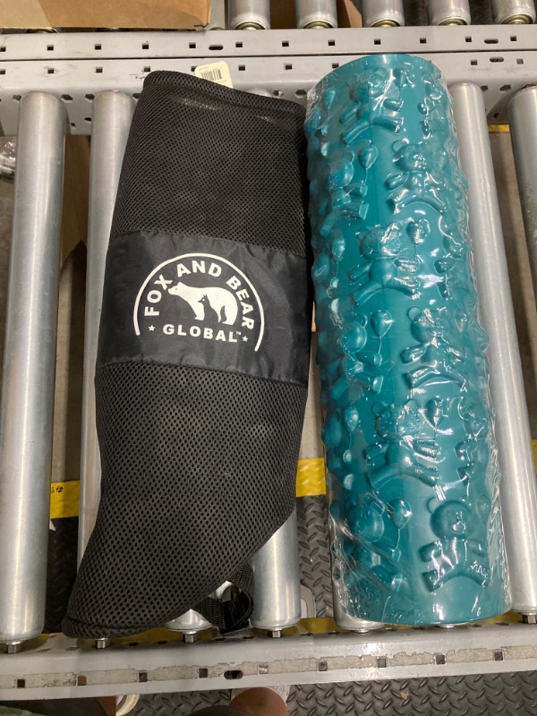 Photo 2 of ***STOCK PHOTO FOR REFERENCE ONLY*** FOX & BEAR Compact Textured Foam Roller for Muscle Repair and Exercise – 12”L X 4" Diameter Massager Roller – Ideal for Improved Circulation and Easing Muscle Tension (TURQUOISE BEAR PRINTED)