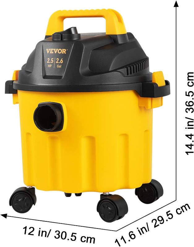 Photo 1 of ***FACTORY SEELED*** VEVOR Wet Dry Vac, 2.6 Gallon, 2.5 Peak HP, 3 in 1 Portable Shop Vacuum with Blowing Function, Attachments Storage, Perfect for Cleaning Floor, Upholstery, Gap, Car, Black/Yellow, ETL Listed Wet Dry Vac, 2.6 Gallon, 2.5 Peak HP, 3 in 