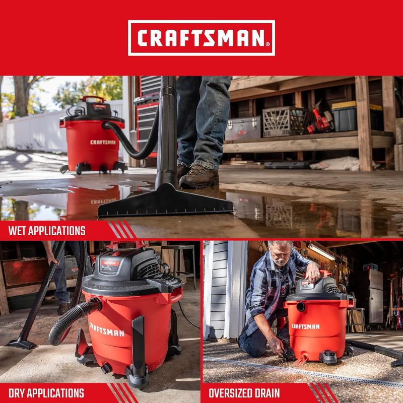 Photo 1 of CRAFTSMAN CMXEVBE17596 20 Gallon 6.5 Peak HP Wet/Dry Vac, Heavy-Duty Shop Vacuum with Attachments