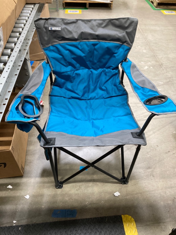 Photo 3 of ***DAMAGED CUP HOLDER*** Oversized Portable Camping Chairs, Collapsible Outdoor Chairs with Pocket and Cup Holders, Carry Bag for Camping,Tailgates,Beach,and Sports Black