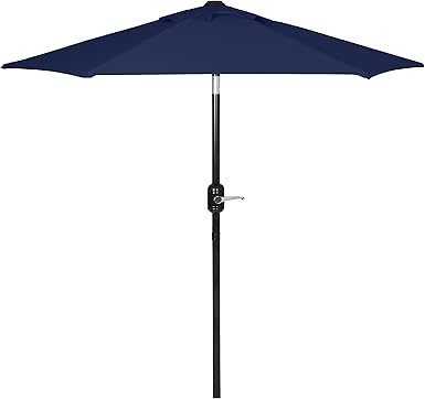 Photo 1 of 6 Ft Outdoor Patio Umbrella, Easy Open/Close Crank and Push Button Tilt Adjustment, Market Umbrellas 6 Foot Wine Red