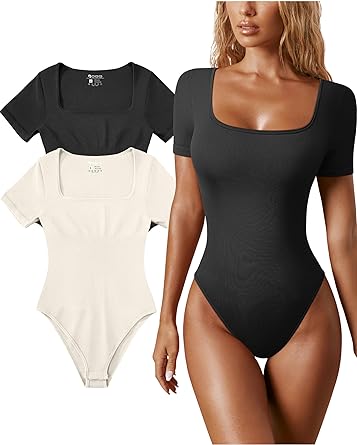 Photo 1 of OQQ Women's 3 Piece Yoga Bodysuits Sexy One Piece Sleeveless Square Neck Tops Bodysuits