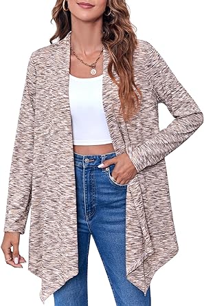 Photo 1 of Saodimallsu Women's Draped Open Front Cardigan Casual Long Sleeve Lightweight Sweaters Duster with Pockets