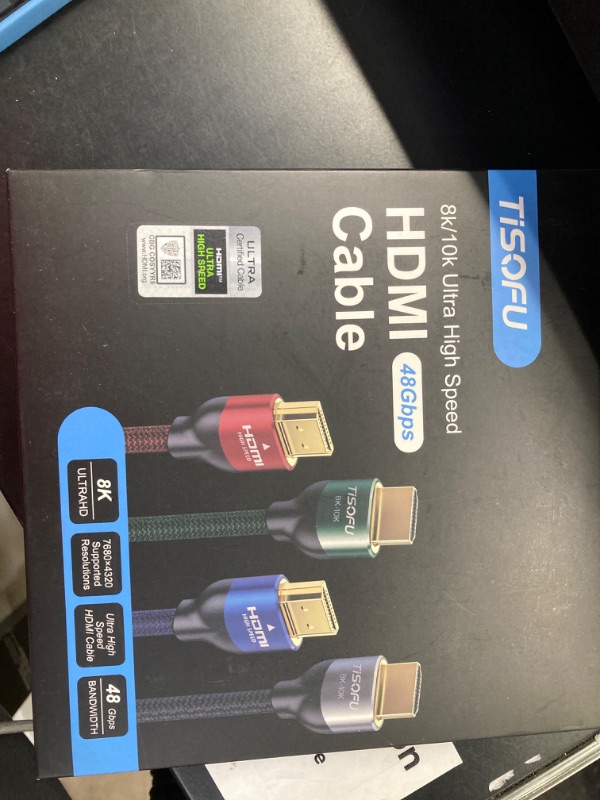 Photo 1 of TISOFU?Ultra Certified 10K 8K HDMI Cable 10FT: HDMI 2.1 Cables 48Gbps High Speed Premium Braided Cord 8K@60Hz 4K@120Hz 4K@144Hz HDCP 2.2&2.3 CL3 ARC eARC for HD/HDR/HDTV 10ft Blue