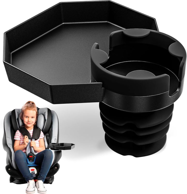 Photo 1 of Kids Travel Tray – Car Seat and Car Cup Holder Tray - Tray for Snacks, Entertainment, Toys – Includes Cup Holder – Fits Most Car Seats