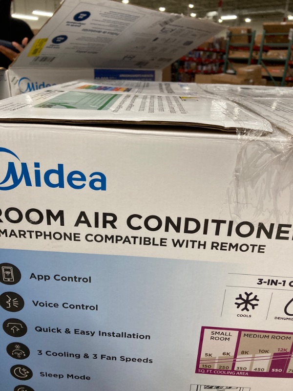 Photo 2 of Midea 12,000 BTU 115V Smart Window Air Conditioner with Remote, up to 550 Sq. ft., White, MAW12S1DWWT
(4.5