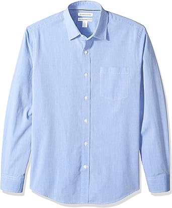 Photo 2 of Alimens & Gentle Men's long Sleeve Oxford Shirt Regular Fit Button Down Collar Shirts with Pocket Medium Light Blue