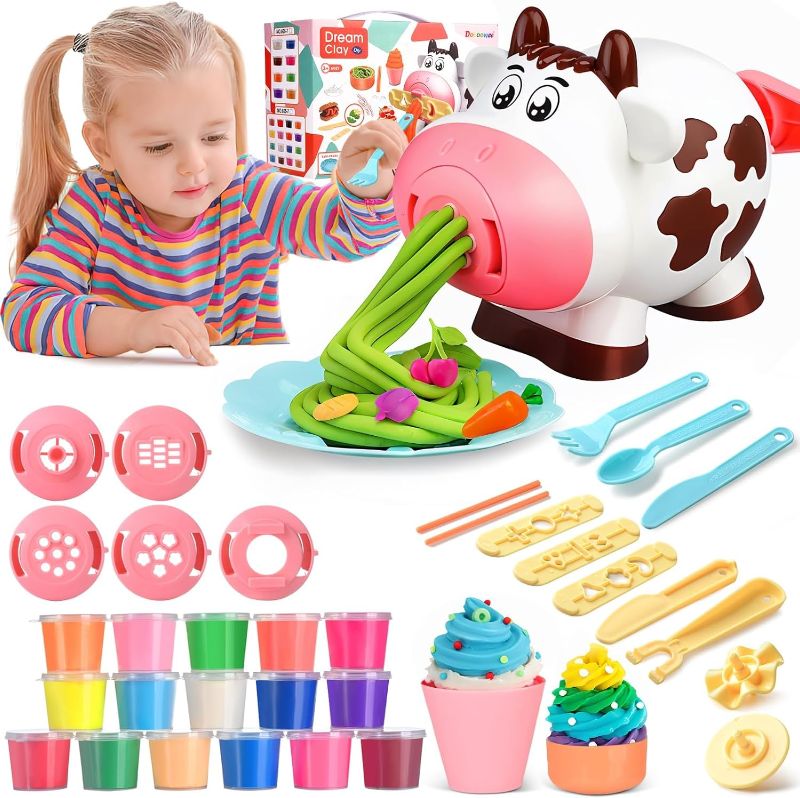 Photo 1 of Dough for Kids Play Tool Set for Toddlers, 36Pcs Kitchen Creations Noodle Playset and Ice Cream Maker Machine Dough for Kids Play Kit for Kids Birthday Holiday Gift for Kids (16 Colors Dough Included)