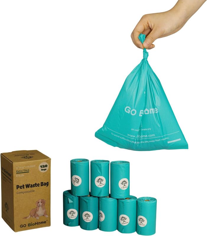 Photo 1 of Compostable Dog Poop Bags | 8 Rolls/120 Count, Cornstarch Based | Extra Thicker, Leak Proof, Unscented | ASTM D6400 BPI Certified (120-Pink) Pink-120Count
