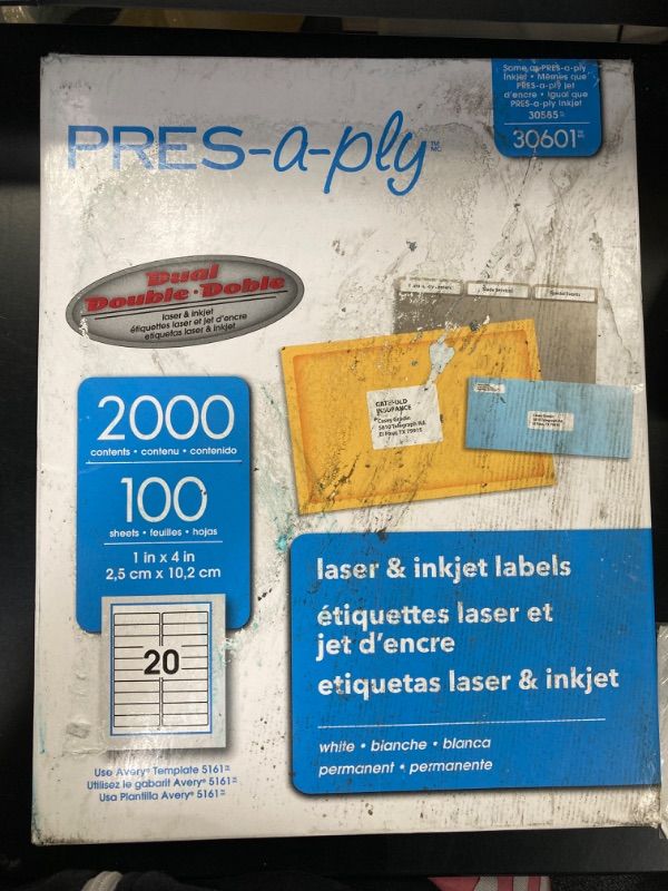 Photo 2 of PRES-a-ply Laser Labels, 1 x 4 Inch, White, 2000 Count (30601)