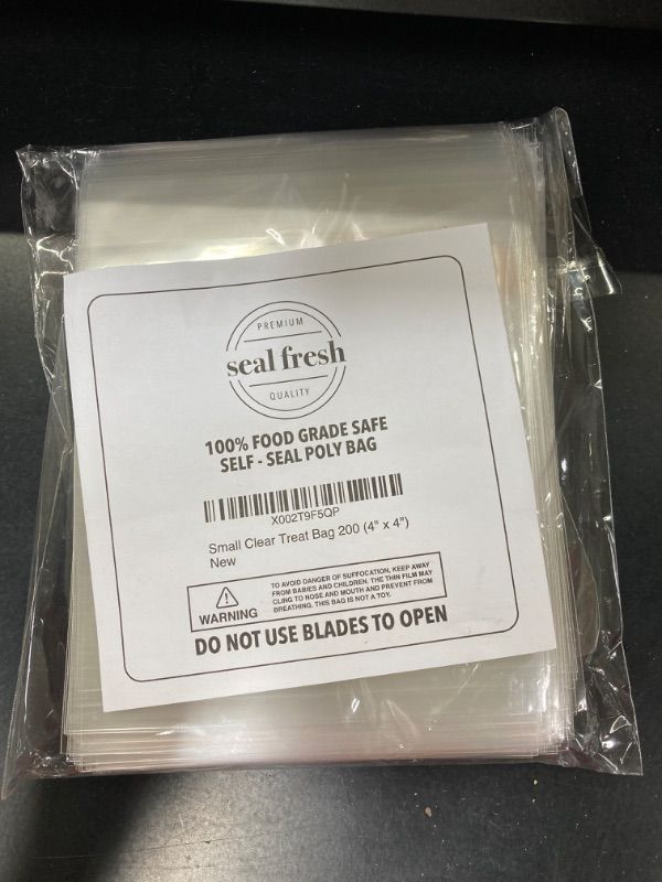 Photo 2 of  4" x 4" (200)Clear Plastic Resealable Self Sealing Cellophane Bag