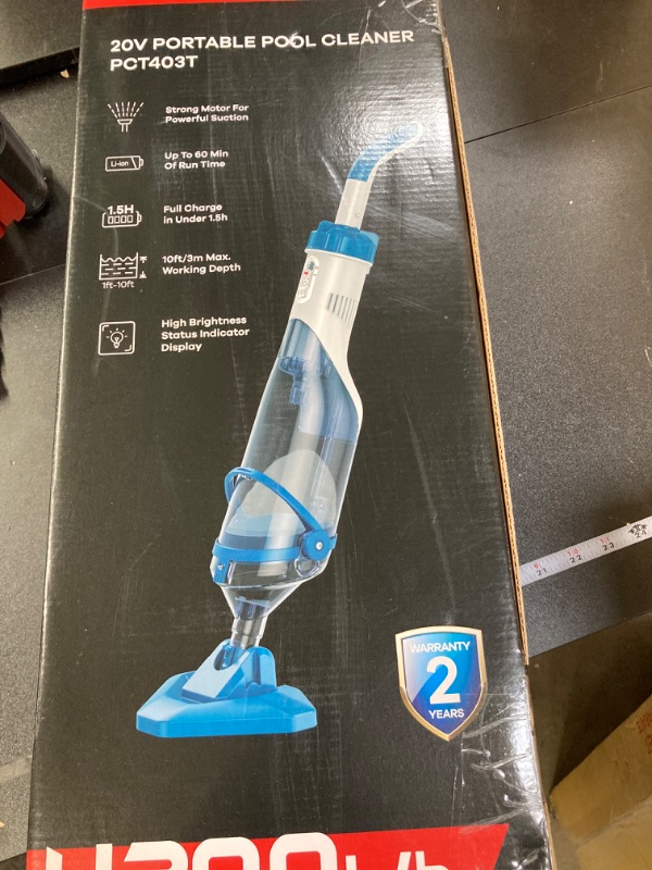 Photo 2 of ***USED, MISSING PARTS*** Rechargeable Handheld Cordless Pool Vacuum for above Ground Pool and Inground Pool(2024 Upgraded),60-Minute Runtime,Powerful Suction up to 18.5 gallons/min, Efficient Leaf and Debris Removal Blue